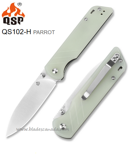 QSP Parrot Folding Knife, D2 Steel, G10 Jade, QS102-H